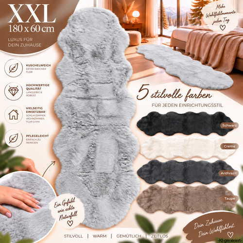 Xxl lammfell 180x60cm - xxl, teppich